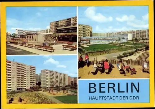 Ak Berlin Lichtenberg, Neubaugebiet, Wohngebiet, Kindergarten, Spielplatz