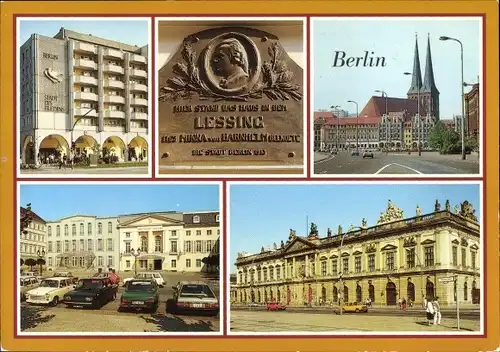 Ak Berlin Mitte, Nikolaiviertel, Lessing-Gedenktafel, Deutsches Theater, Kammerspiele, Museum
