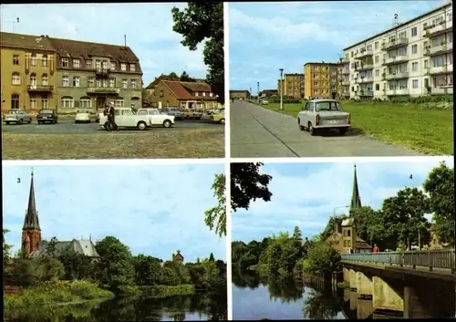 Ak Torgelow an der Uecker, Markt, Albert Einstein Straße, Ueckerbrücke