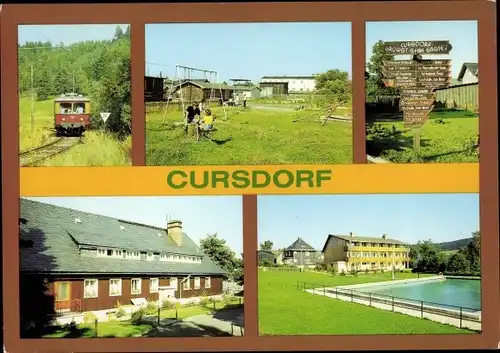 Ak Cursdorf in Thüringen, Bergbahn, Ferienheim Albin Rücknagel, Ferienheim VEB Getriebewerk Penig
