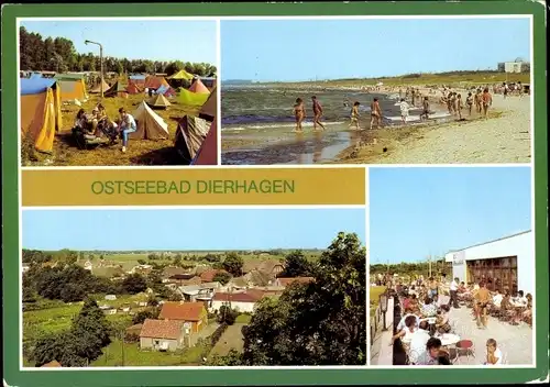 Ak Ostseebad Dierhagen, Campingplatz, Strand, Gesamtansicht, HO Gaststätte Strandhalle