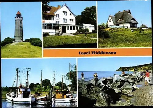 Ak Kloster Insel Hiddensee, Leuchtturm, FDGB-Erholungsheim Hitthim, Fischerhaus, Am Hafen