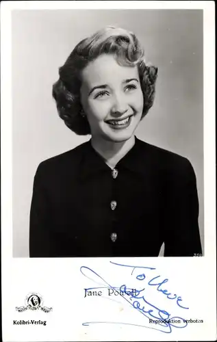 Ak Schauspielerin Jane Powell, Portrait, Autogramm