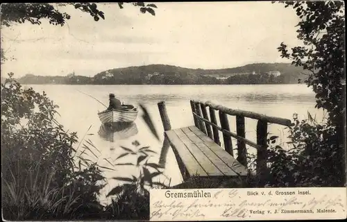 Ak Gremsmühlen Malente in Ostholstein, Blick von der großen Insel