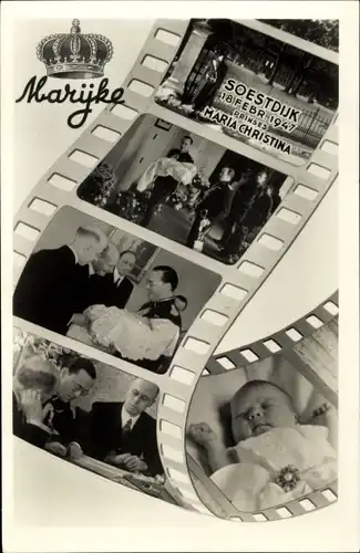 Ak Geburt der Prinzessin Christina, Niederländisches Königshaus, Palast in Soestdijk, 1947