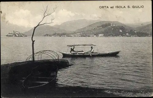 Ak Orta San Giulio Piemonte, Panorama, Boot