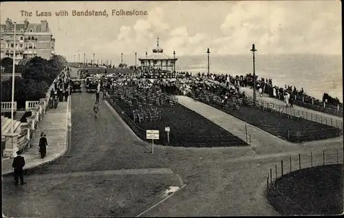 Ak Folkestone Kent England, Leas, Musikpavillon