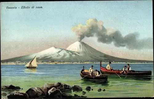 Künstler Ak Napoli Neapel Kampanien, Vesuv, Effetto di neve