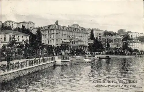 Ak Paradiso Lugano Kanton Tessin, Grand Hotel Splendide