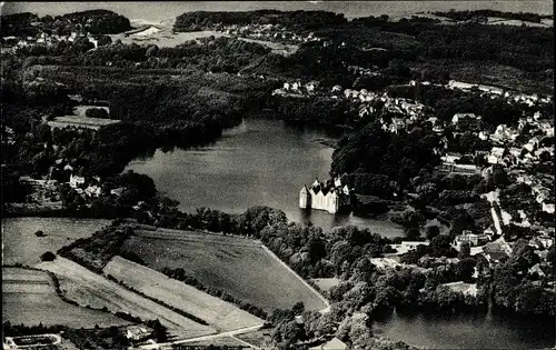 Ak Glücksburg an der Ostsee, Fliegeraufnahme, Schloss