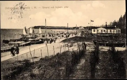 Ak Ostseebad Grömitz in Holstein, Strand, Hohes Ufer, Boote