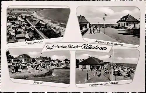 Ak Ostseebad Kellenhusen in Holstein, Luftaufnahme, Strand, Promenade