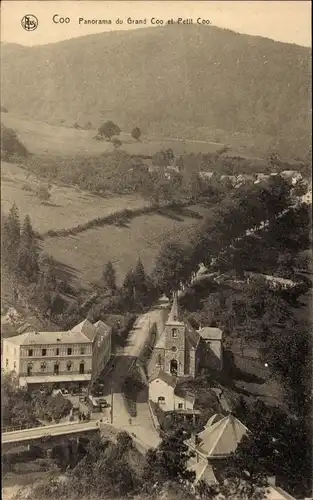 Ak Coo Stavelot Wallonien Lüttich, Panorama von Grand Coo, Petit Coo