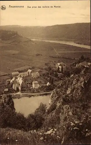 Ak Anseremme Dinant Wallonien Namur, Blick von den Moniat-Felsen aus