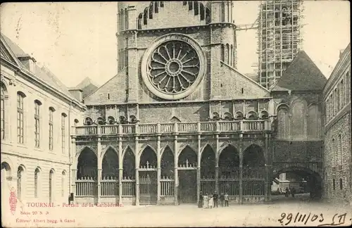 Ak Tournai Wallonien Hennegau, Kathedrale, Portal