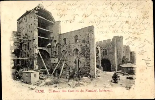 Ak Gand Gent Ostflandern, Schloss der Grafen von Flandern, Ruine