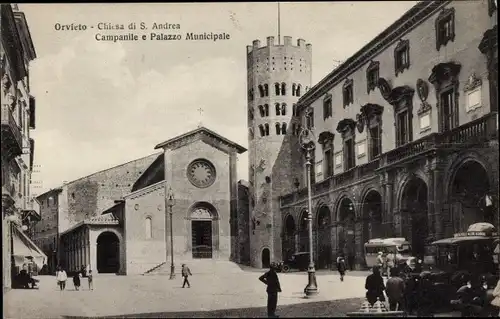 Ak Orvieto Umbria, Chiesa di S. Andrea, Campanile e Palazzo Municipale