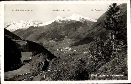 Ak Airolo Kanton Tessin Schweiz, Panorama, P. Rotando, Lucendro, S. Gottardo