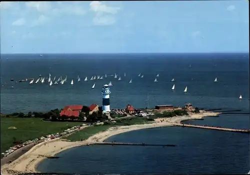 Ak Ostseebad Strande in Schleswig Holstein, Leuchtturm Bülk, Segelboote