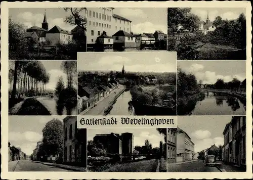 Ak Wevelinghoven Grevenbroich in Westfalen, Kirche, Teilansichten, Straße