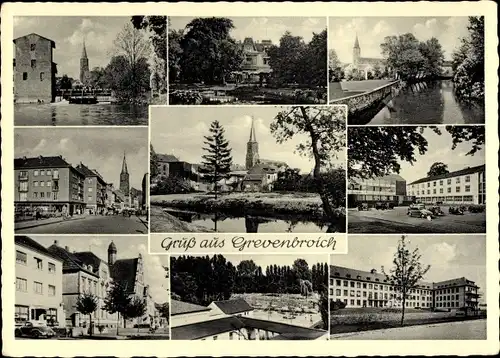 Ak Grevenbroich in Westfalen, Kirche, Teilansichten, Straße