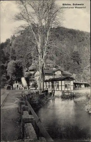 Ak Lichtenhain Sebnitz Sächsische Schweiz, Lichtenhainer Wasserfall, Gasthaus