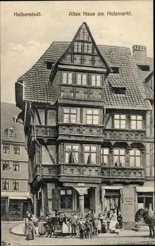 Ak Halberstadt Sachsen Anhalt, altes Haus am Holzmarkt