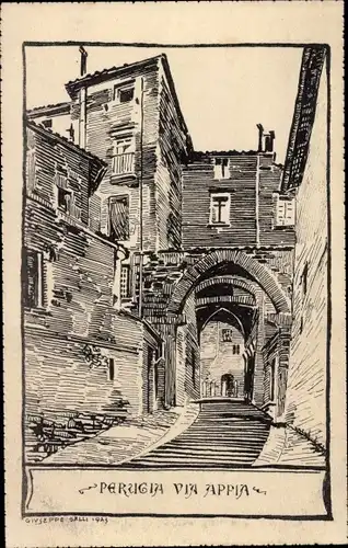 Künstler Ak Perugia Umbria, Via Appia