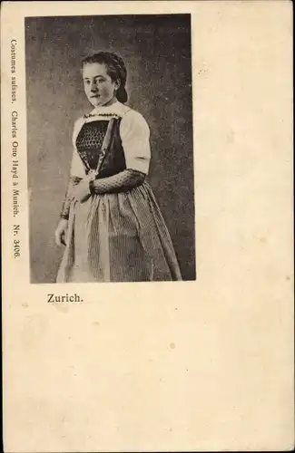 Ak Zürich Stadt Schweiz, Frau in Tracht