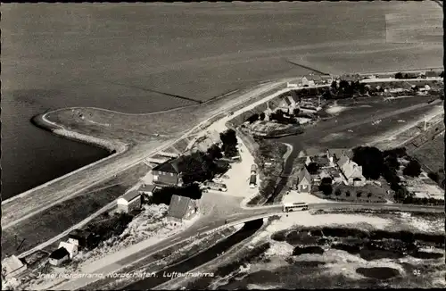 Ak Nordstrand in Nordfriesland, Norderhafen, Fliegeraufnahme