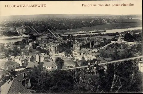 Ak Dresden Loschwitz Blasewitz, Panorama von der Loschwitzhöhe