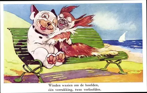 Künstler Ak Studdy, George E., Bonzo, Winds blow around the Heads