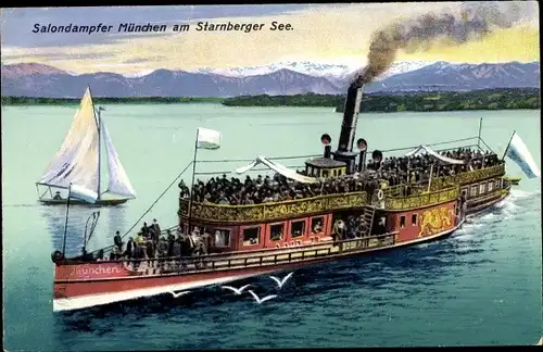 Ak Salondampfer München am Starnberger See