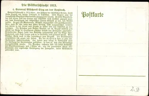 Künstler Ak Die Völkerschlacht 1813, General Blüchers Sieg an der Katzbach