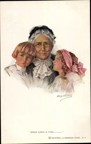 Künstler Ak Boileau, Philip, Junge und Mädchen mit Großmutter