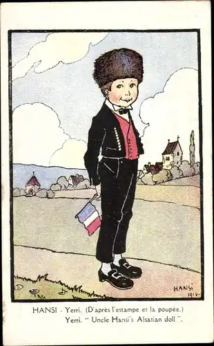 Künstler Ak Hansi, Yerri, Junge in Elsässer Tracht