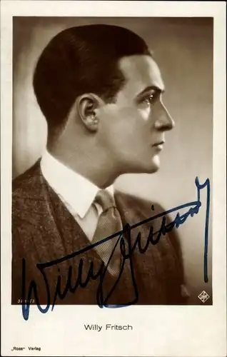 Ak Schauspieler Willy Fritsch, Portrait im Profil, Autogramm