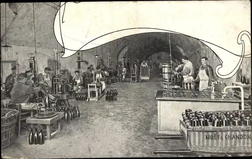 Ak Marne, Moet et Chandon, Weinlagerung, Reklame