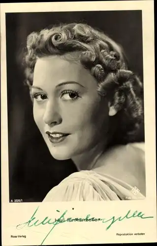 Ak Schauspielerin Heli Finkenzeller, Ross A 3320 1, UFA, Autogramm