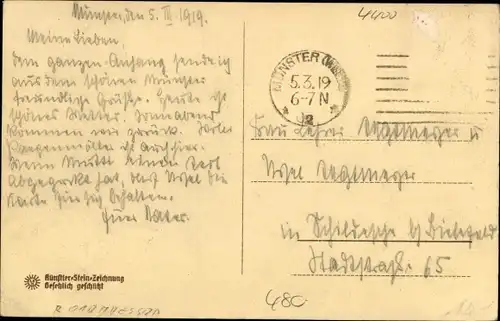 Steindruck Ak Münster in Westfalen, Altstadt, Kirchturm