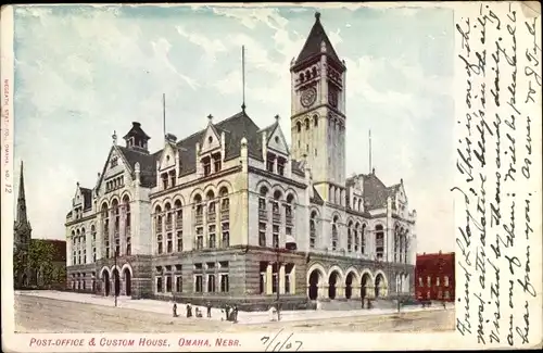 Ak Omaha Nebraska USA, Post Office, Custom House