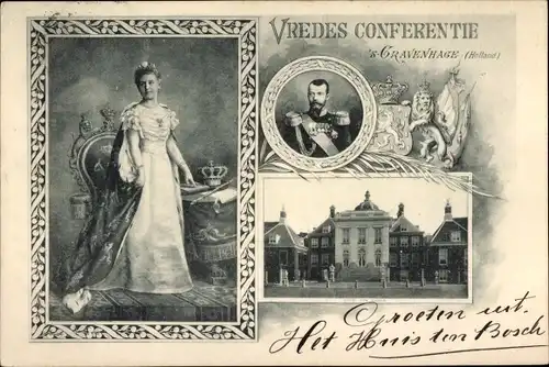 Ak 's Gravenhage Den Haag Südholland, Konferenz, Königin Wilhelmina der Niederlande, Nikolaus II.
