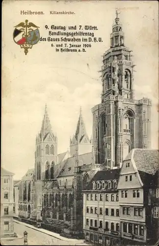 Ak Heilbronn am Neckar, Kilianskirche, Handlungsgehilfentag des Gaues Schwaben 1906