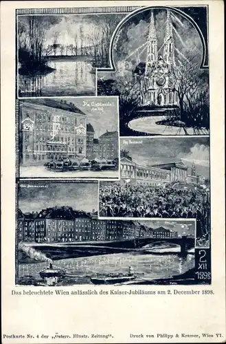 Ak Wien, Stadtbeleuchtung zum Kaiser-Jubiläum 1898