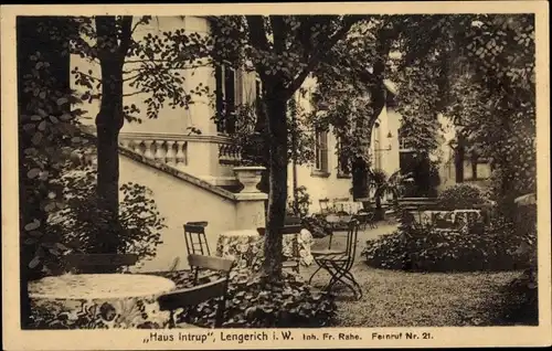 Ak Lengerich im Tecklenburger Land Westfalen, Haus Intrup, Inh. Fr. Rahe, Garten