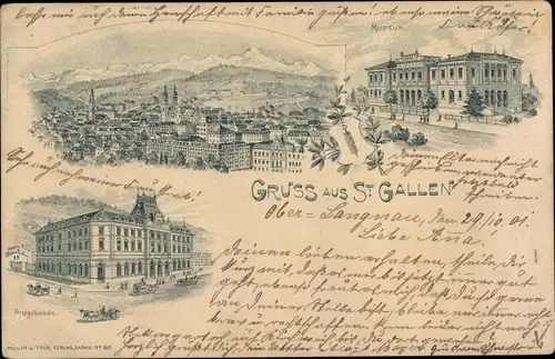 Litho Sankt Gallen Stadt Schweiz, Panorama, Museum