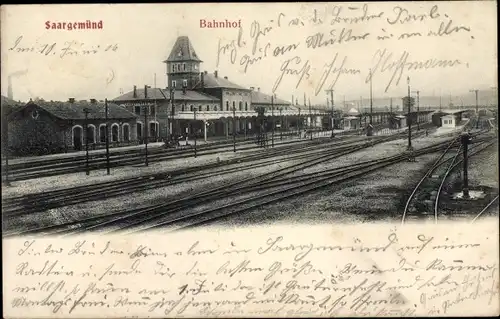 Ak Sarreguemines Saargemünd Lothringen Moselle, Bahnhof, Gleisseite