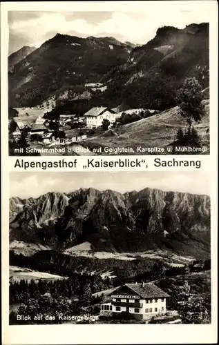 Ak Sachrang Aschau im Chiemgau Oberbayern, Alpengasthof Kaiserblick, Kaisergebirge