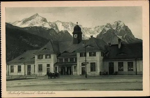 Ak Garmisch Partenkirchen in Oberbayern, Bahnhof