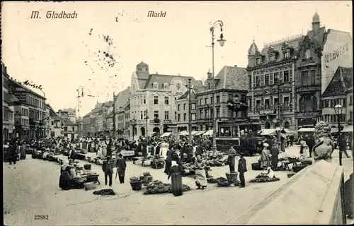 Ak Mönchengladbach am Niederrhein, Markt